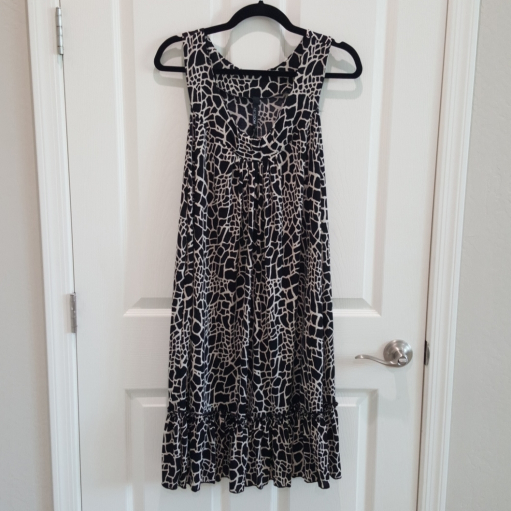 Animal print tank dress 1X black & cream